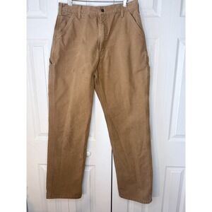 CARHARTT B111 BRN Loose Original Fit Flannel Lined Canvas Carpenter Pant 34x34